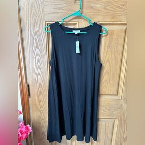 LOFT Elegant Black Sleeveless Midi Dress